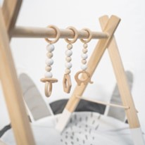 Load image into Gallery viewer, Wooden Baby Gym with 3pcs Hanging Sensory Toys
